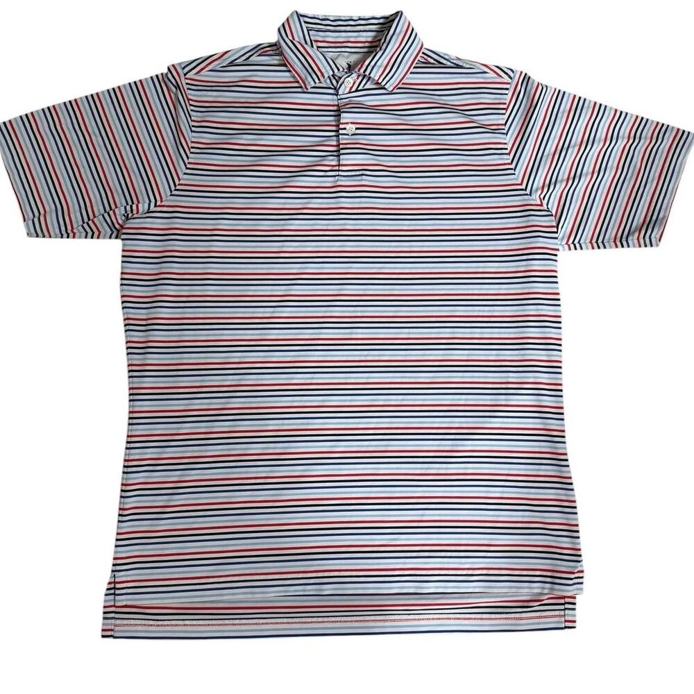 Fairway & Greene red & blue striped polo shirt